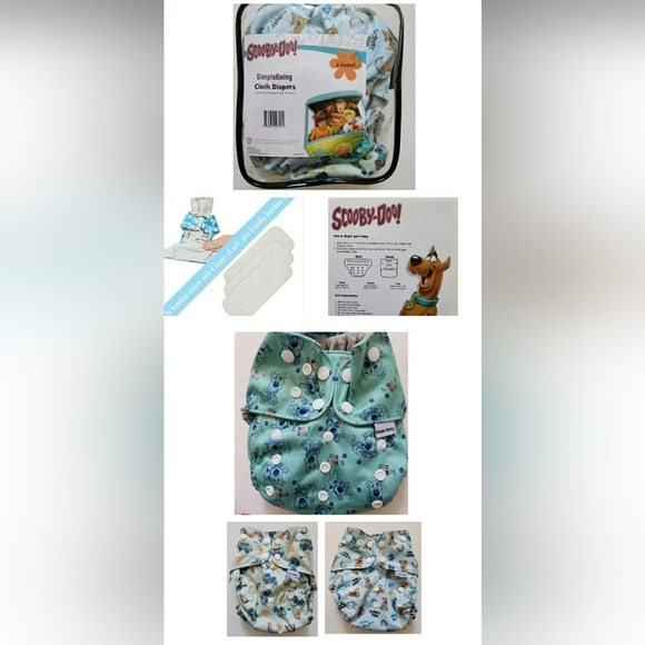 Cloth Diapers Set Scooby Doo Adjustable New - Picture 1 of 4